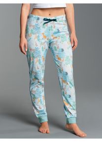 TRIGEMA Damen Schlafanzug "TRIGEMA Schlafanzughose mit Allover-Print", Gr. XS, blau, 100% Baumwolle, Basic, Homewear-Sets
