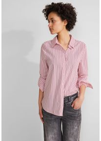 Street One Damen Hemdbluse, rosa, casual, Gr. 40, gestreift, Web, 74% Baumwolle, 24% Polyamid, 2% Elasthan, Blusen, mit Knopfleiste