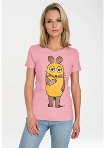 logoshirt Damen T-Shirt "Die Sendung mit der Maus", rosa, casual, Gr. XL, bedruckt, 100% Baumwolle, Shirts, mit lizenziertem Design