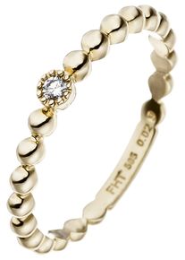 Jobo Damen Diamantring, 56, SI = kleine Einschlüsse, Gelbgold 585-Diamanten, gelb, Gelbgold 585, Diamanten, Fingerringe, 585 Gold mit Diamant 0,02 ct.