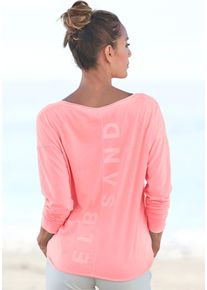 ELBSAND Damen Langarmshirt "Raina", orange, casual, Gr. XL, unifarben, Jersey, Obermaterial: 50% Baumwolle, 50% Polyester, Shirts, mit Logoprint