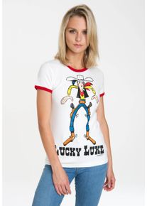 logoshirt Damen T-Shirt "Lucky Luke", weiß, casual, Gr. M, bedruckt, 100% Baumwolle, Shirts, mit lizenziertem Originaldesign