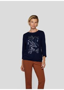 Rabe Damen 3/4-Arm-Shirt, blau, casual, Gr. 42, bedruckt, unifarben, Jersey, Obermaterial: 92% Viskose, 8% Elasthan, Shirts, mit schimmerndem