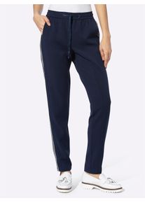 Heine Damen Schlupfhose, blau, Gr. 44, unifarben, 63% Polyester, 33% Viskose, 4% Elasthan, Hosen