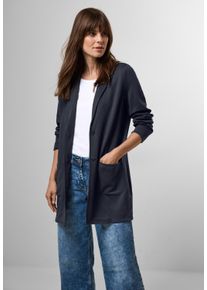 Cecil Damen Longblazer, blau, casual, Gr. XS, Strukturmuster, Stoff, 72% Viskose, 24% Polyamid, 4% Elasthan, Blazer, mit Reverskragen