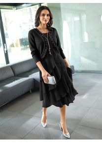 Lady Damen Bolero, schwarz, Gr. 42, unifarben, 100% Polyacryl, Chiffon:100% Polyester, Strickjacken