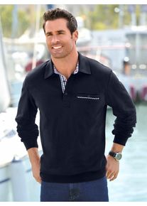 Marco Donati Herren Poloshirt "Langarm-Shirt", blau, Gr. 44, gemustert, kariert, unifarben, 100% Baumwolle, Shirts