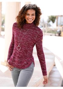 Casual Looks Damen Rollkragenpullover "Pullover", rot, Gr. 46, unifarben, meliert, 54% Baumwolle, 46% Polyacryl, Pullover