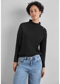 Street One Damen Langarmshirt, schwarz, casual, Gr. 38, unifarben, Stoff, 77% Polyester, 23% Viskose, Shirts, mit Turtleneck
