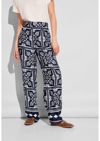 Street One Damen Dehnbund-Hose, blau, casual, Gr. 36, gemustert, Stoff, 100% Viskose, Hosen, mit allover Grafikprint