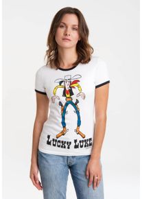 logoshirt Damen T-Shirt "Lucky Luke", bunt, casual, Gr. L, bedruckt, 100% Baumwolle, Shirts, mit lizenziertem Originaldesign