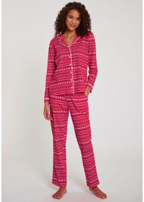 Lascana Damen Pyjama, Gr. 36, rot, Single Jersey, Obermaterial: 100% Baumwolle, gemustert, Basic, Homewear-Sets, mit Alloverprint
