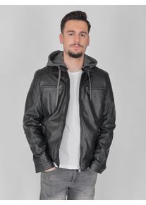 Mustang Herren Lederjacke "Foster", schwarz, Gr. L, Obermaterial: 100% Leder, Lamm / Ärmelfutter/Wattierung: 100% Polyester / Kapuze: 100% Baumwolle