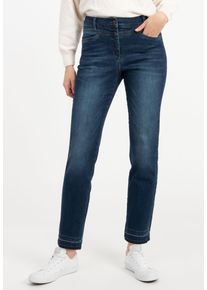 Recover Pants Damen 5-Pocket-Jeans "ALBA", blau, casual, Gr. 52, unifarben, 93% Baumwolle;5% Polyester;2% Elasthan, Jeans, mit Stickerei