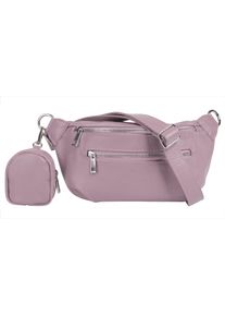 Samantha Look Damen Gürteltasche, lila, Leder, unifarben, leicht glänzend, Taschen, echt Leder, Made in Italy