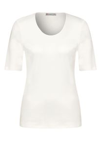 Street One Damen T-Shirt, weiß, Basic, Gr. 46, unifarben, Web, 50% Modal, 50% Baumwolle, Shirts, im soften Baumwoll-Mix