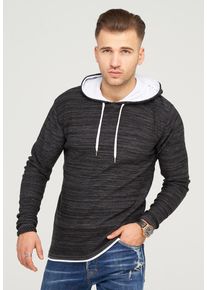 behype Herren Kapuzensweatshirt "NATHANAEL", schwarz, casual, Gr. XXL, unifarben, 50% Baumwolle, 50% Polyacryl, Sweatshirts, in melierter Optik