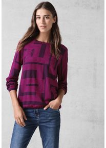 Cecil Damen Langarmbluse, rosa, casual, Gr. XL, gemustert, Stoff, 100% Viskose, Blusen, aus softer Viskose