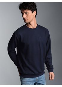 TRIGEMA Herren Sweatshirt "TRIGEMA Sweatshirt in Waffeloptik", blau, casual, Gr. S, 100% Baumwolle, Sweatshirts