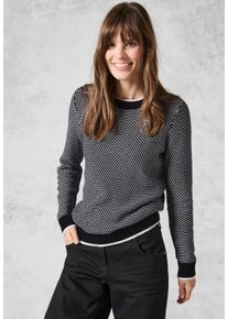 Cecil Damen Strickpullover, schwarz, casual, Gr. XL, gemustert, Web, Stoff, 50% Polyacryl, 50% Baumwolle, Pullover, aus softem Materialmix