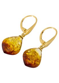 Firetti Damen Paar Ohrhänger "Schmuck Geschenk Silber 925 Ohrschmuck Patentbrisur Tropfen Bernstein", Silber 925 (Sterlingsilber), gold, Silber 925