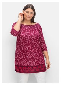 sheego Damen 3/4-Arm-Shirt "Große Größen", lila, feminin, Gr. 48, gemustert, Obermaterial: 100% Viskose (LENZING ECOVERO), Shirts, mit Paisleyprint