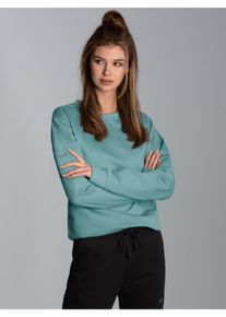 TRIGEMA Damen Sweatshirt "TRIGEMA Sweatshirt aus Biobaumwolle", grün, Basic, Gr. L, 75% Baumwolle (Biobaumwolle kbA), 25% Baumwolle (recycelt),