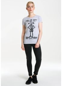 logoshirt Damen T-Shirt "Dobby Will Always Be There For", grau, casual, Gr. S, bedruckt, meliert, 95% Baumwolle, 5% Viskose, Shirts, mit niedlichem