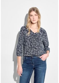 Cecil Damen Shirtbluse, schwarz, casual, Gr. S, gemustert, Chiffon, 100% Baumwolle, Blusen, aus reiner Baumwolle