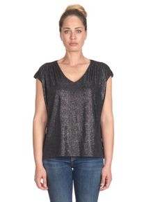Damen T-Shirt "PAULA", schwarz, Gr. L, Le Temps Des Cerises, unifarben, 96% Polyester, 4% Elasthan, Shirts, mit V-Ausschnitt