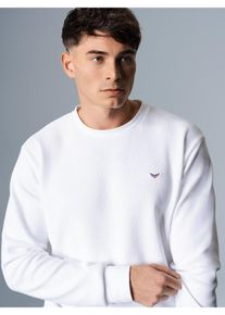 TRIGEMA Herren Sweatshirt "TRIGEMA Sweatshirt in Waffeloptik", weiß, casual, Gr. S, 100% Baumwolle, Sweatshirts
