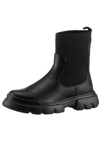 Geox Kinder Chelseaboots "J JUNETTE GIRL C", Gr. 32, schwarz, Lederimitat, Textil, unifarben, casual, Schuhe, Plateaustiefel, Schlupfstiefel,