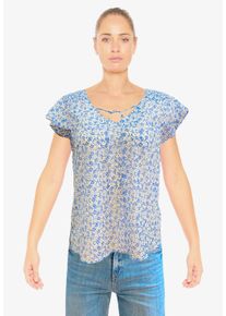 Damen T-Shirt "DEYLOS", blau, Gr. XL, Le Temps Des Cerises, geblümt, 100% Polyester, Shirts, mit filigranem Blütenmuster