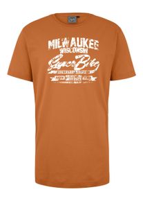 Herren T-Shirt "MILWAUKEE", orange, casual, Gr. XXL, Ahorn Sportswear, bedruckt, 100% Baumwolle, Shirts, mit coolem Schriftzug-Print