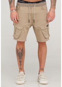 behype Herren Shorts "STANLAY", beige, casual, Gr. S, 74% Polyester, 24% Viskose, 2% Elasthan, Hosen, mit modischen Cargotaschen