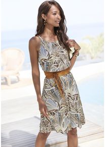 Lascana Damen Jerseykleid, bunt, modisch, Gr. 36, bedruckt, Jersey, Obermaterial: 100% Viskose, Kleider, mit Alloverdruck, kurzes Sommerkleid,