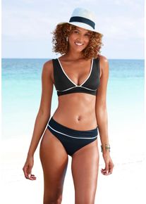 Vivance Damen Bikini-Hose "Lorena", schwarz, Gr. 34, unifarben, Recycling-Polyamid, Badehosen, mit kontrastfarbenem Piping am Umschlag