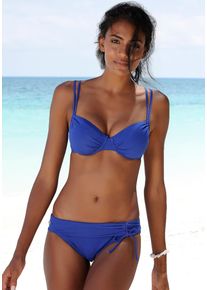 Buffalo Damen Bikini-Hose "Happy", blau, Gr. 38, unifarben, Polyamid, Microfaser, Badehosen, mit Umschlagbund