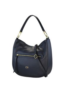 Damen Schultertasche "Porto", Collezione Alessandro, blau, Leder, Taschen, Mit geschwärzten Rändern und Frontreißverschluss