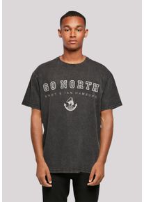 F4NT4STIC Herren T-Shirt "Go North Knut & Jan Hamburg", schwarz, casual, Gr. L, Obermaterial: 100% Baumwolle, Shirts, Print