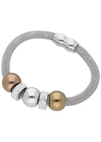 Jacques Charrel Damen Armband "mit Kristallsteinen, tricolor, Edelstahl", rosa, Edelstahl, Armbänder