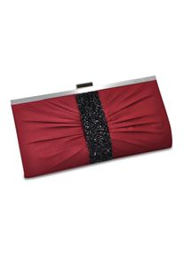 Steuer Damen Abendtasche "Bordeauxfarbene Satin-Optik mit Strassbesatz", rot, Taschen