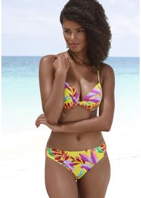s.Oliver Damen Bikini-Hose "Mallorca", gelb, Gr. 38, bedruckt, Microfaser, Recycling-Polyamid, Badehosen