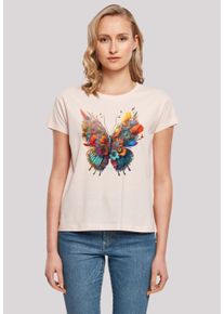 F4NT4STIC Damen T-Shirt "Schmetterling Blume", pink, casual, Gr. XXL, Obermaterial: 100% Baumwolle, Shirts, Print