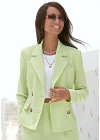 Lascana Damen Kurzblazer, grün, modisch, Gr. 34, unifarben, Web, Obermaterial: 64% Polyester, 32% Viskose, 4% Elasthan. Futter: 100% Polyester,