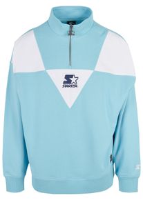 Herren Strickfleecejacke "Starter Black Label Herren Starter Triangle Troyer", blau, casual, Gr. S, STARTER Black Label, unifarben, 100% Polyester,