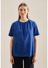 Seidensticker Damen Shirtbluse "Schwarze Rose", blau, Gr. 42, unifarben, 100% Baumwolle, Blusen, Kurzarm Rundhals Uni