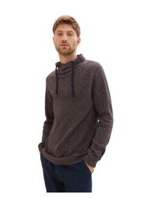 Tom Tailor Herren Strickpullover, rot, casual, Gr. L, Obermaterial: 60% Baumwolle, 40% Polyester. Futter: 100% Baumwolle, Pullover, mit Kordelzug am