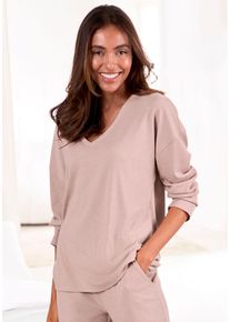 Vivance Dreams Damen Langarmshirt, Gr. 32, rosa, Rippstrick, Obermaterial: 63% Polyester, 33% Viskose, 4% Elasthan, unifarben, Basic, Shirts, in
