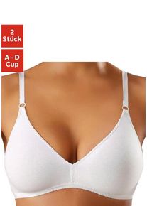Petite Fleur Damen Bralette-BH, Gr. 75, weiß, Jersey, Obermaterial: 95% Baumwolle, 5% Elasthan, Basic, BHs, ohne Bügel aus angenehm weicher